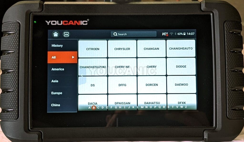 YOUCANIC UCAN2 SCANNER SELECT MAKE