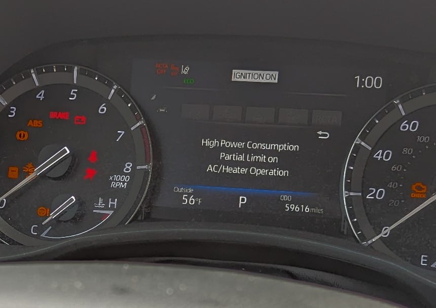Toyota high power consumption partial limit on ac heater operation