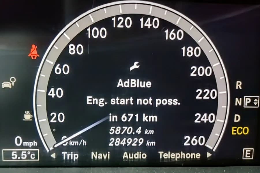 Mercedes-Benz Engine Start Not Possible In X Miles - Adblue Warning 2 Mercedes Adblue Engine Start Not Possible