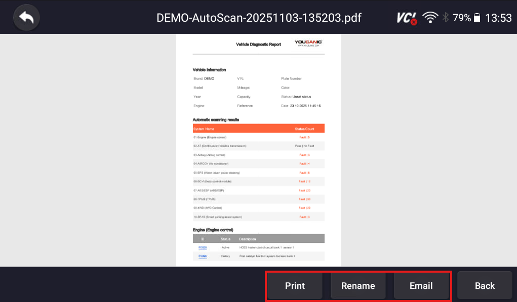 Scanner Guide: How To Print A Report From A Youcanic Scanner 9 Image 18 - Scanner Guide: How To Print A Report From A Youcanic Scanner