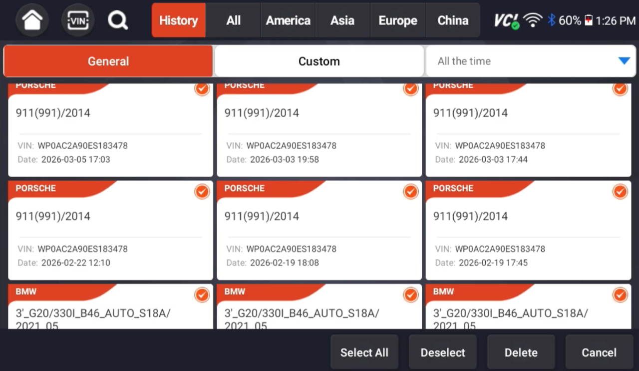 Select All History - Scanner Guide: How To Access And Delete Stored Vehicle Information